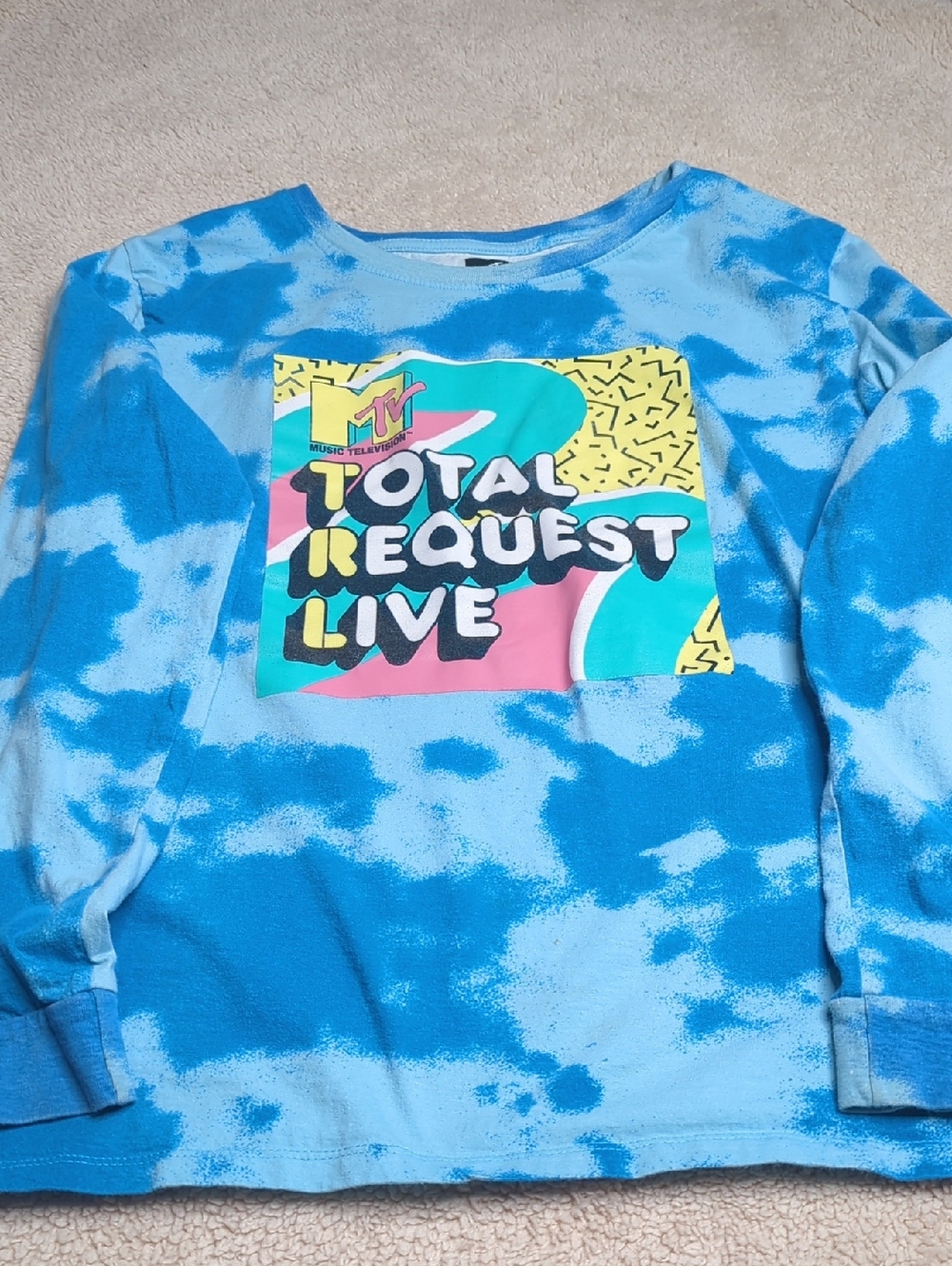 MTV Blue Tie-Dye Total Request Live Long Sleeve Tee Retro